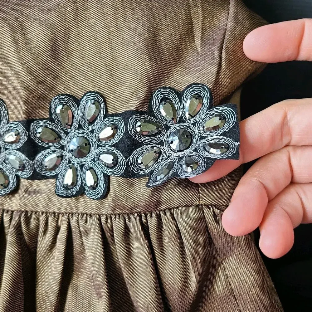 Vintage Y2K Rossi Roma Sequin Silk Skirt SZ Small Embellished‎ Party Trumpet