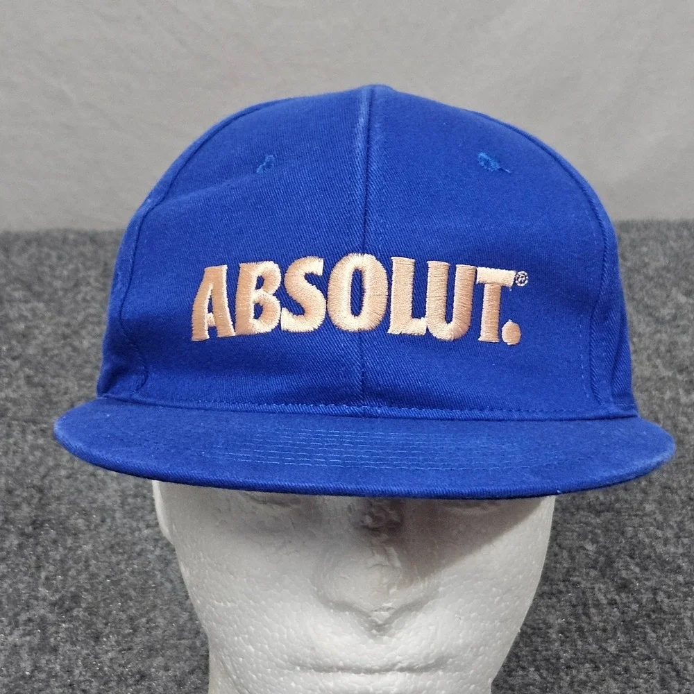 Y2K Absolut Vodka Snapback Hat Blue Logo Promo Cap Streetwear Barware Dadhat