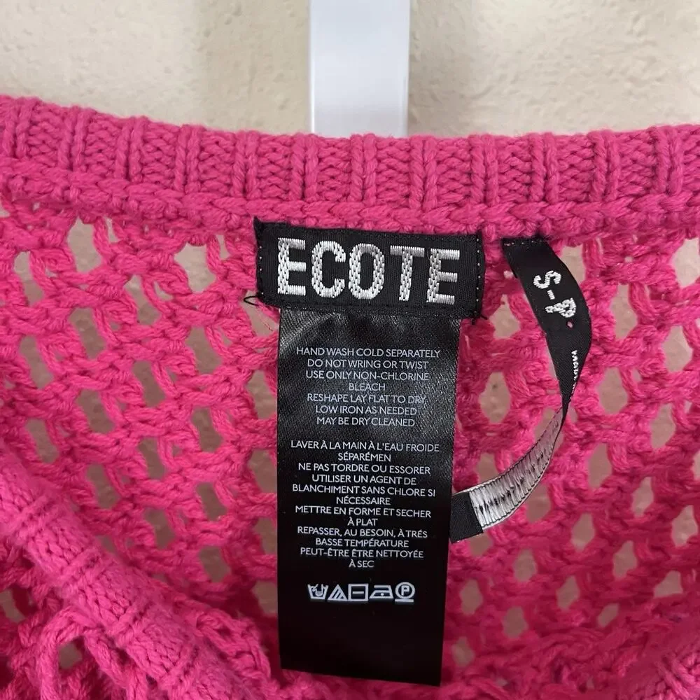 Urban Outfitters Ecote Kierra Sheer Crochet Mini Skirt Pink S Small