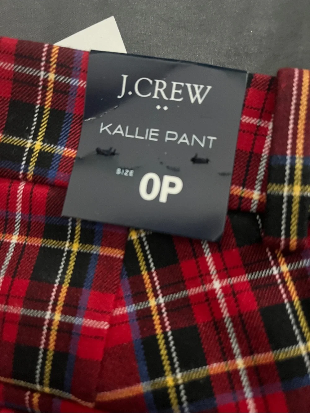 J. Crew Red Plaid Kallie Pant with Black and Yellow Tartan NWT 0P