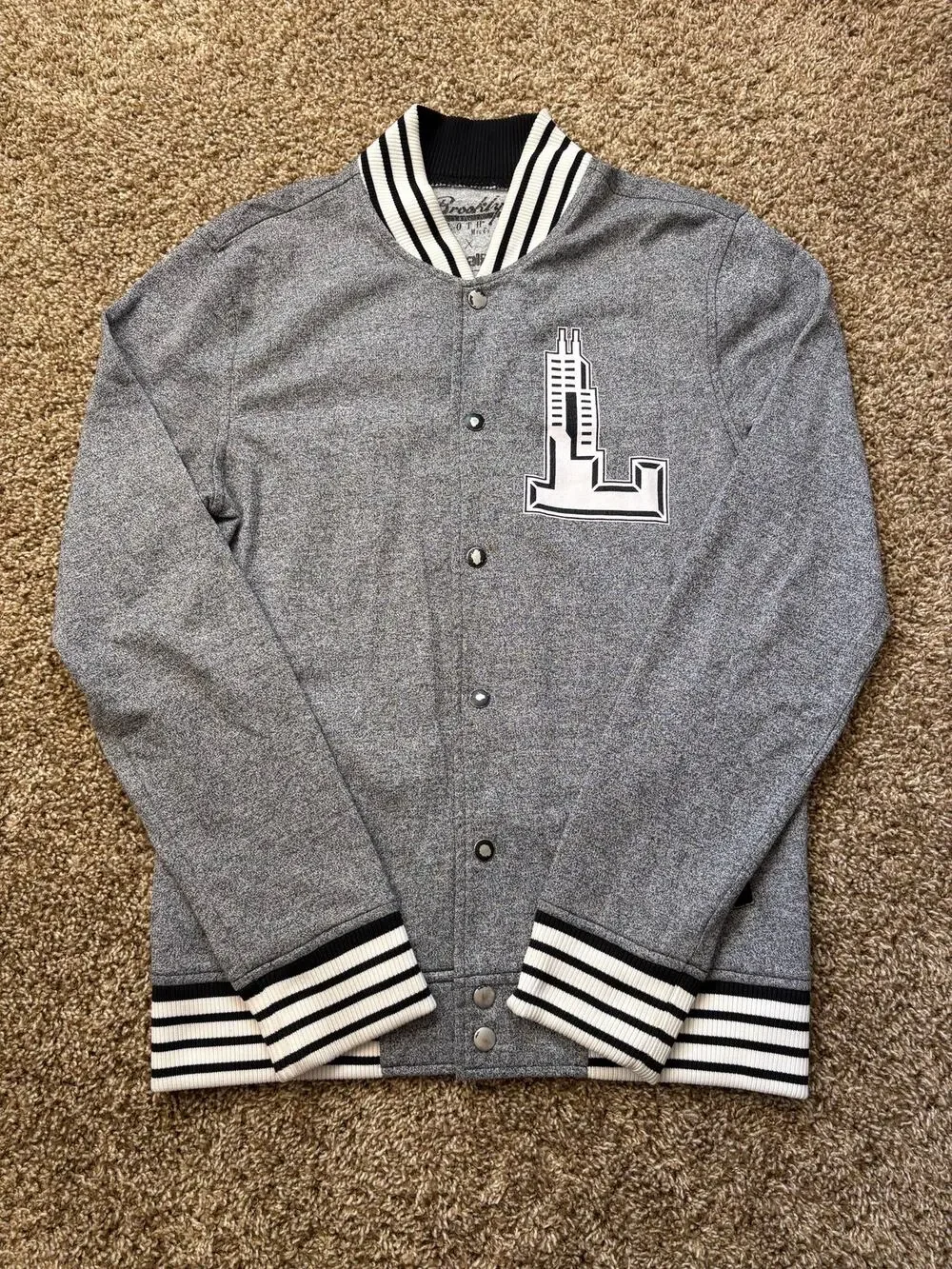 Brooklyn Cloth Lollapaooza Chicago Varsity Snap Button Jacket Mens Size Small