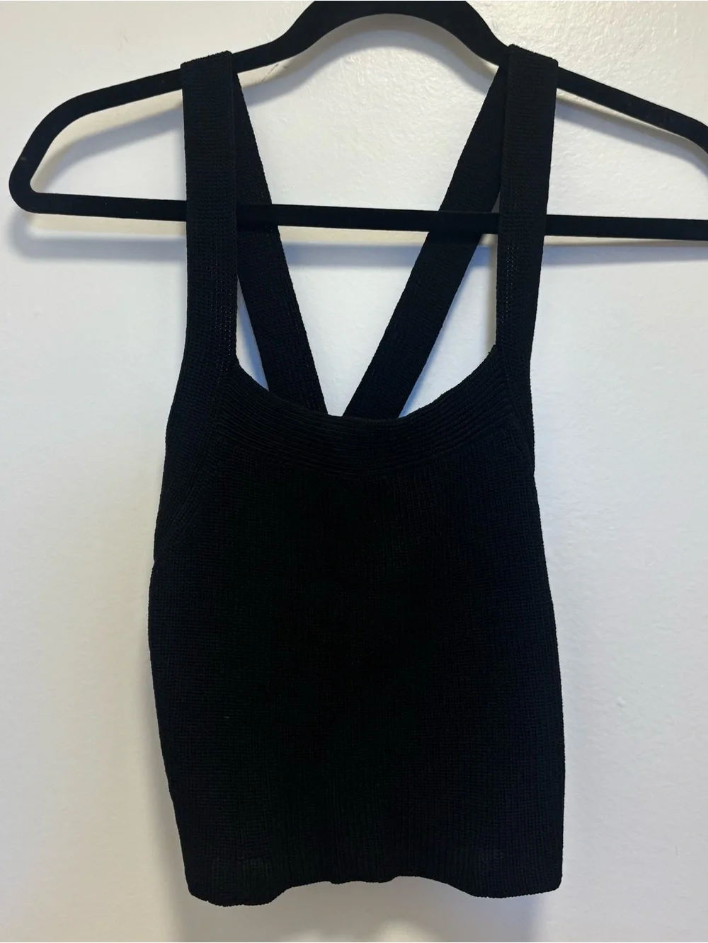 Black Knit Cropped Tie Back Tank Top Size L Like new