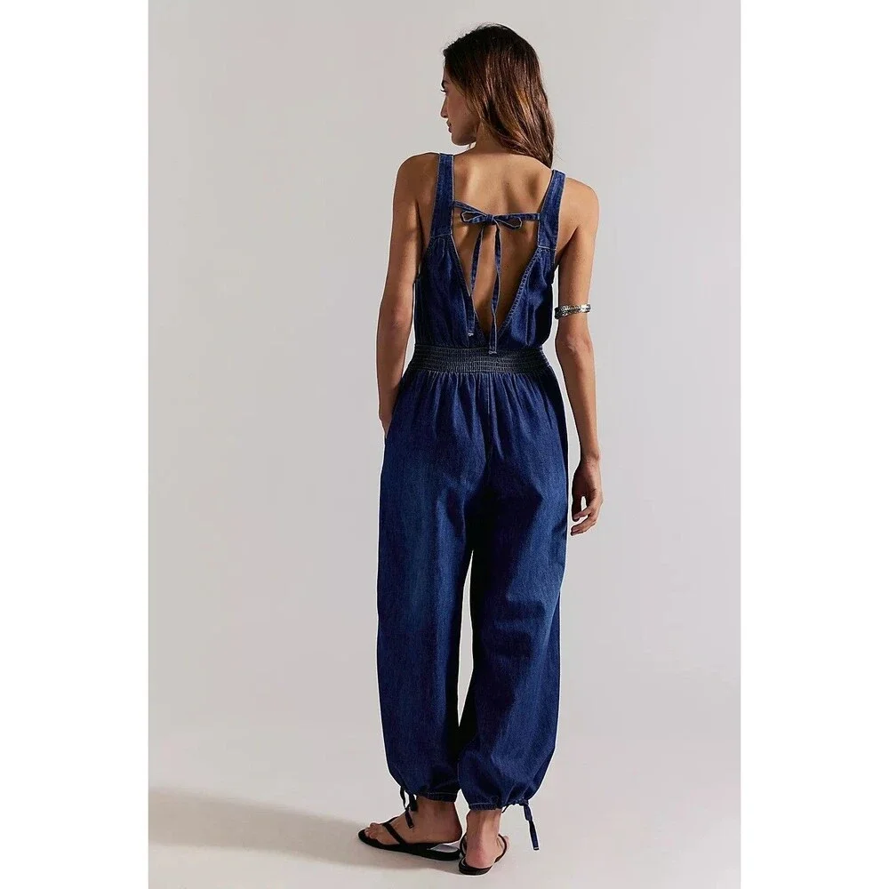 Free People We The Free Vintage Heirloom One-Piece Jumpsuit Smocked S 287551
