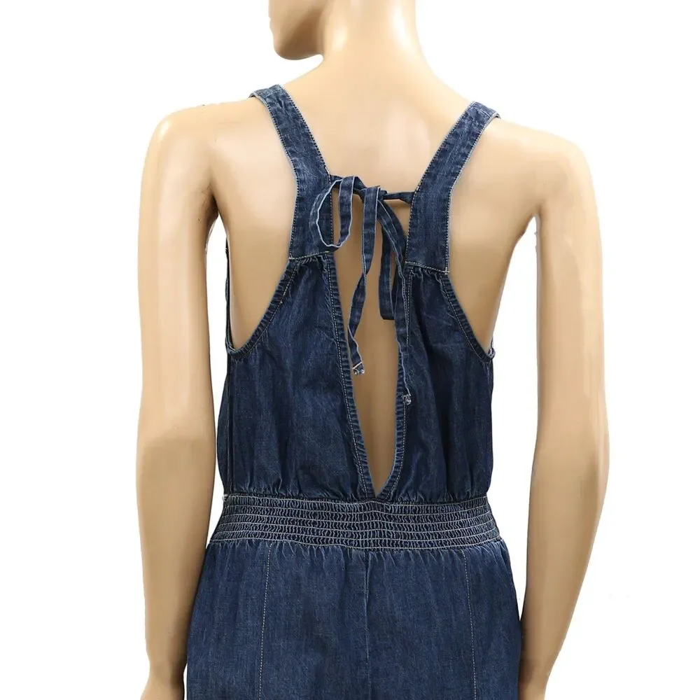 Free People We The Free Vintage Heirloom One-Piece Jumpsuit Smocked S 287551