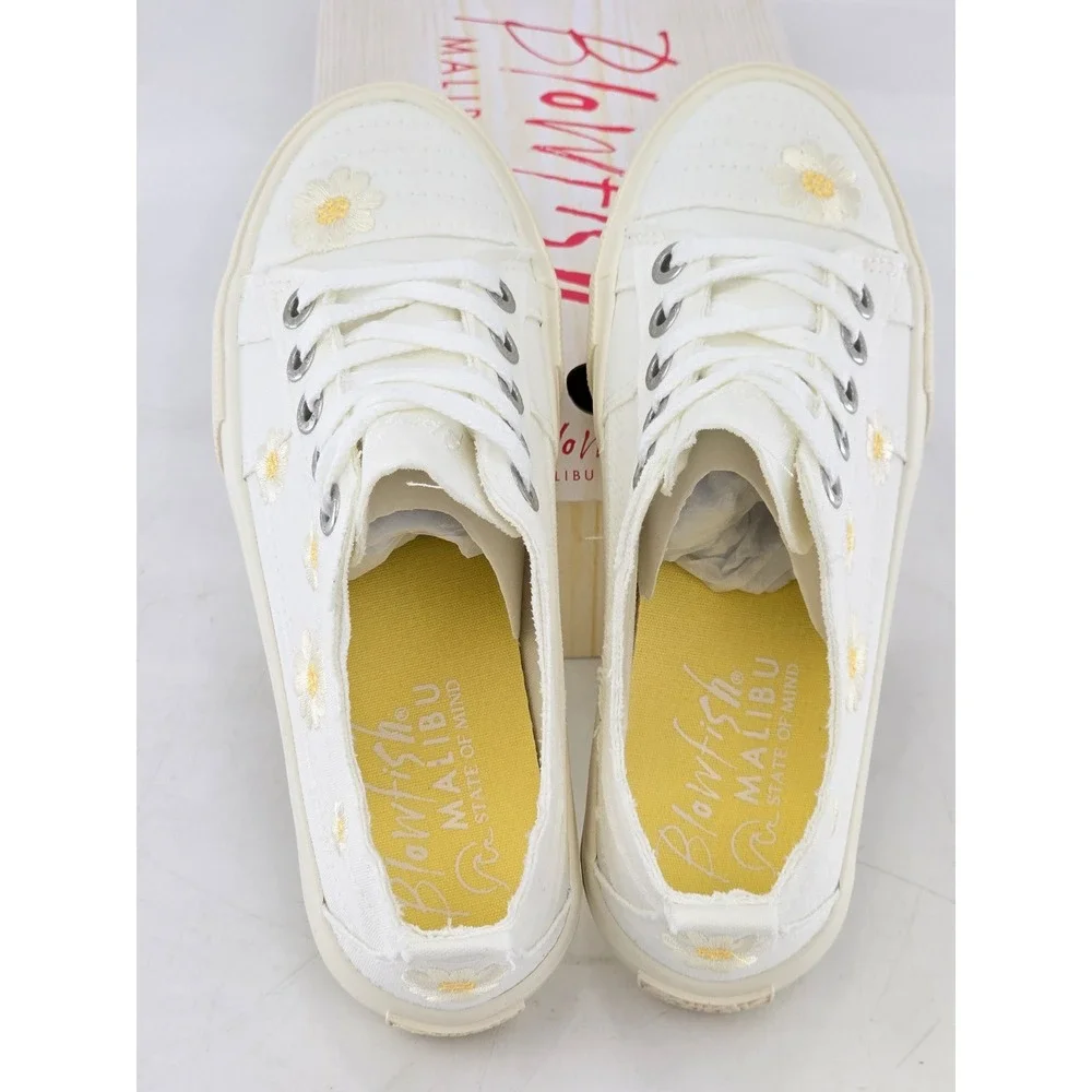 Blowfish V Sadie 1-K Kids Sneakers Size 3 White Canvas Daisy Floral - New