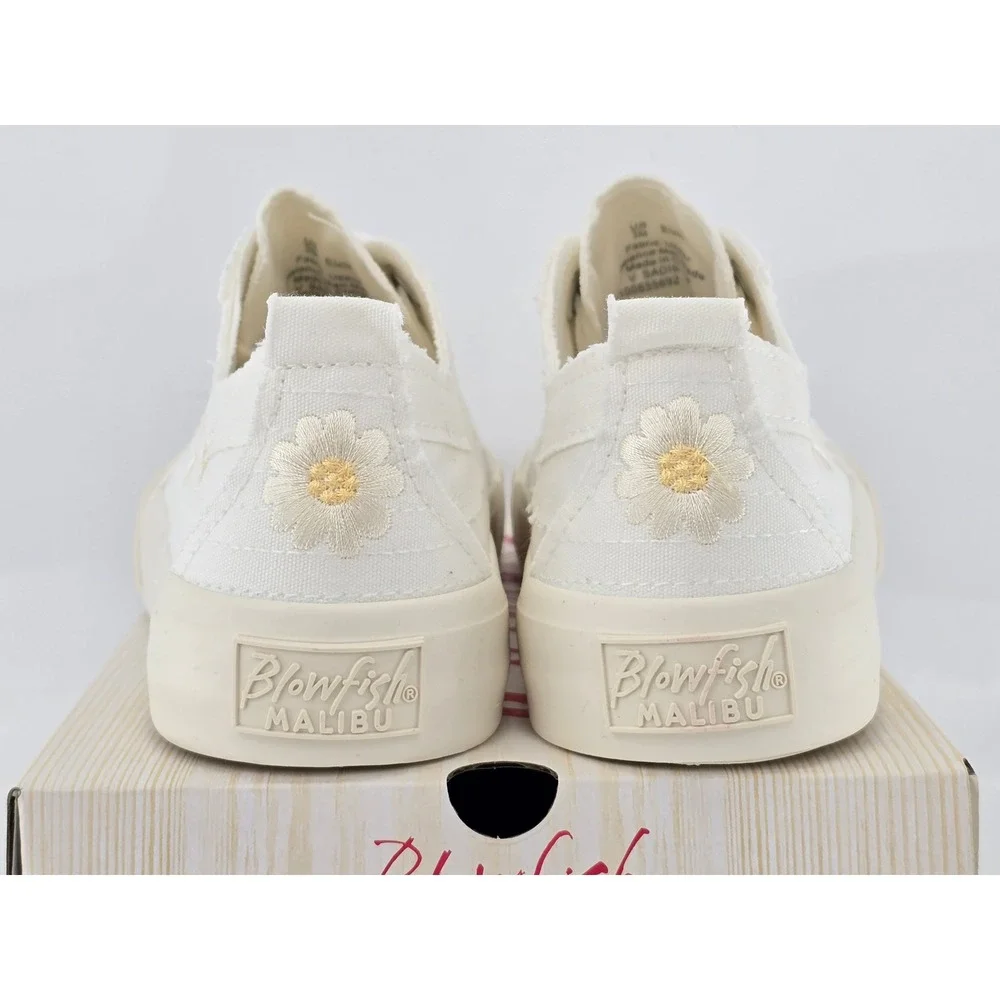 Blowfish V Sadie 1-K Kids Sneakers Size 3 White Canvas Daisy Floral - New