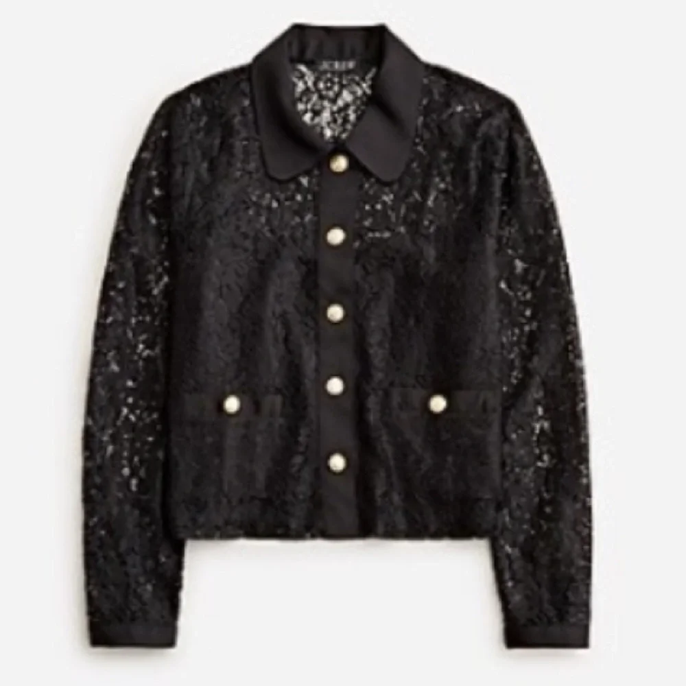 J.Crew Lace Suit Set in Black Lady Jacket & Matching Midi Skirt NWT