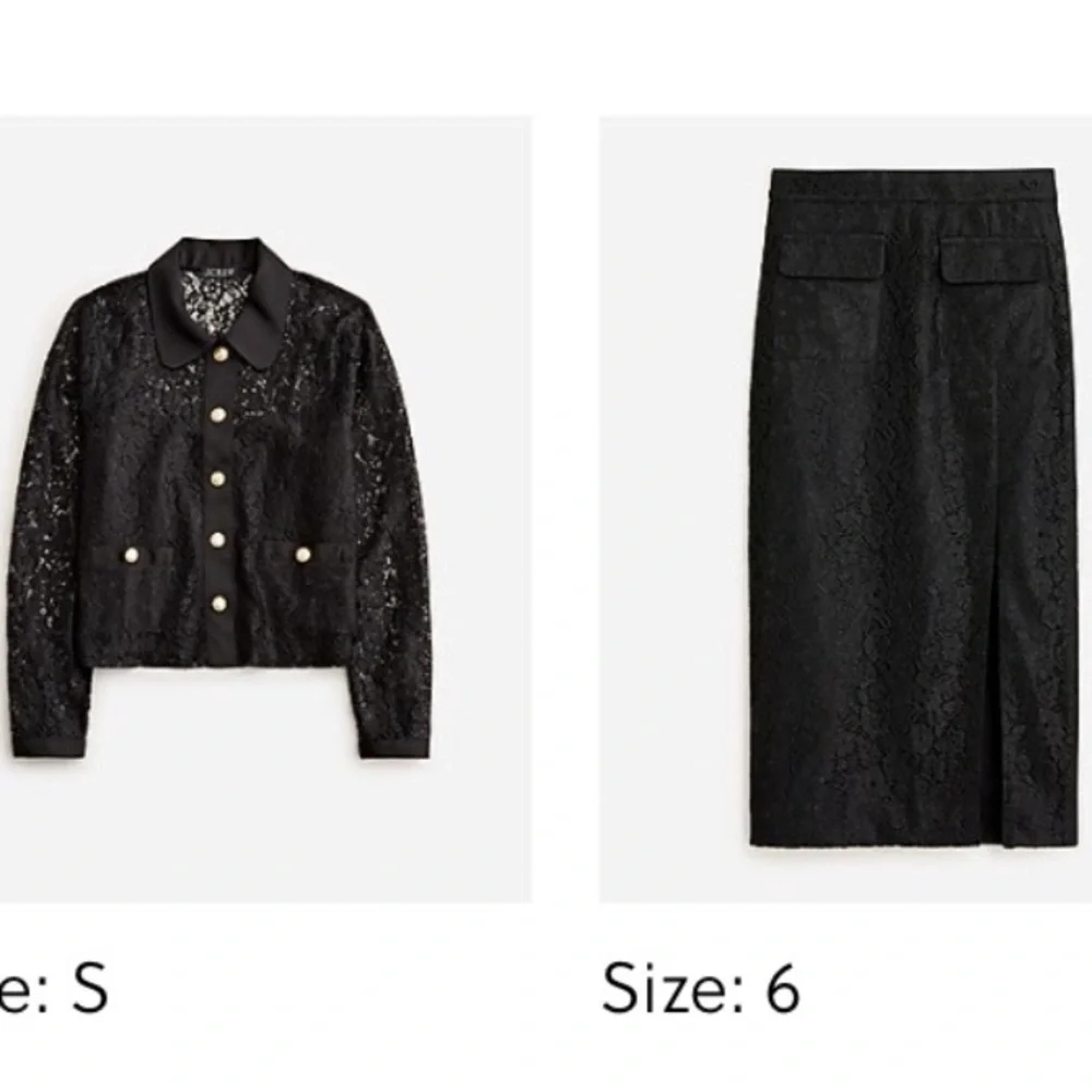 J.Crew Lace Suit Set in Black Lady Jacket & Matching Midi Skirt NWT