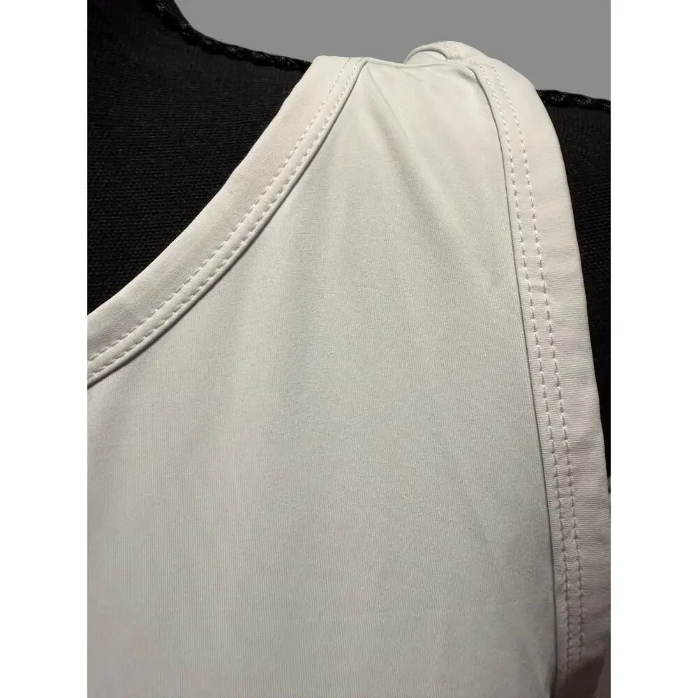 Halara Women's White Ruched Side Sleeveless Tank Top Medium Stretch Athleisure