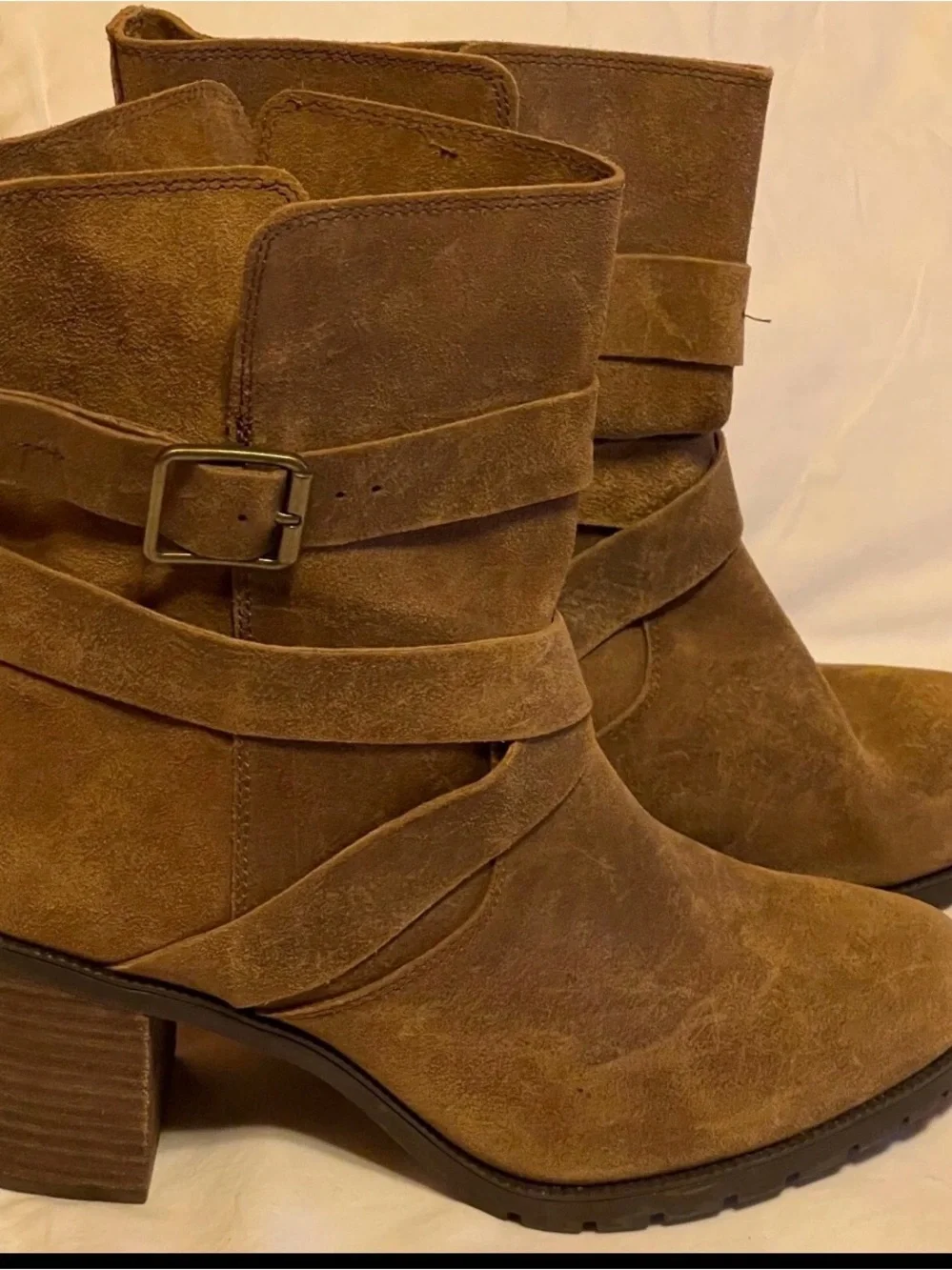 Women's Clarke Brown Suede Ankle Boots with Moto Strap-9