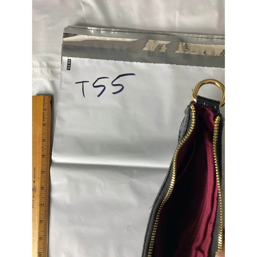 Black Textured‎ Clutch Purse with Gold Hardware