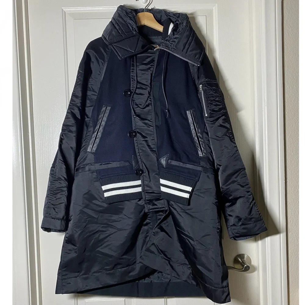 Sacai 21AW Switched Docking Bomber Coat Wool Nylon 21-02622M Men’s Size 1 Small