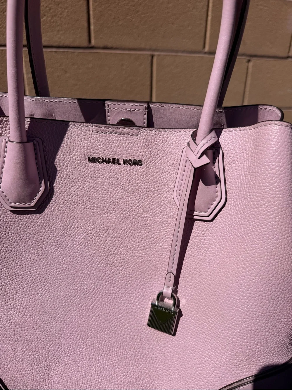 Michael Kors Lavender Pebbled Leather Satchel with Crossbody Strap