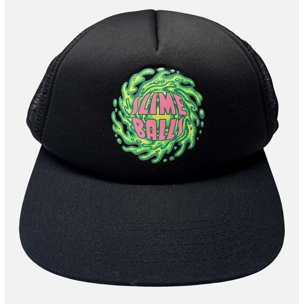 Slime Balls Skateboard‎ Trucker Hat Black Neon Green Pink Mesh Snapback Cap