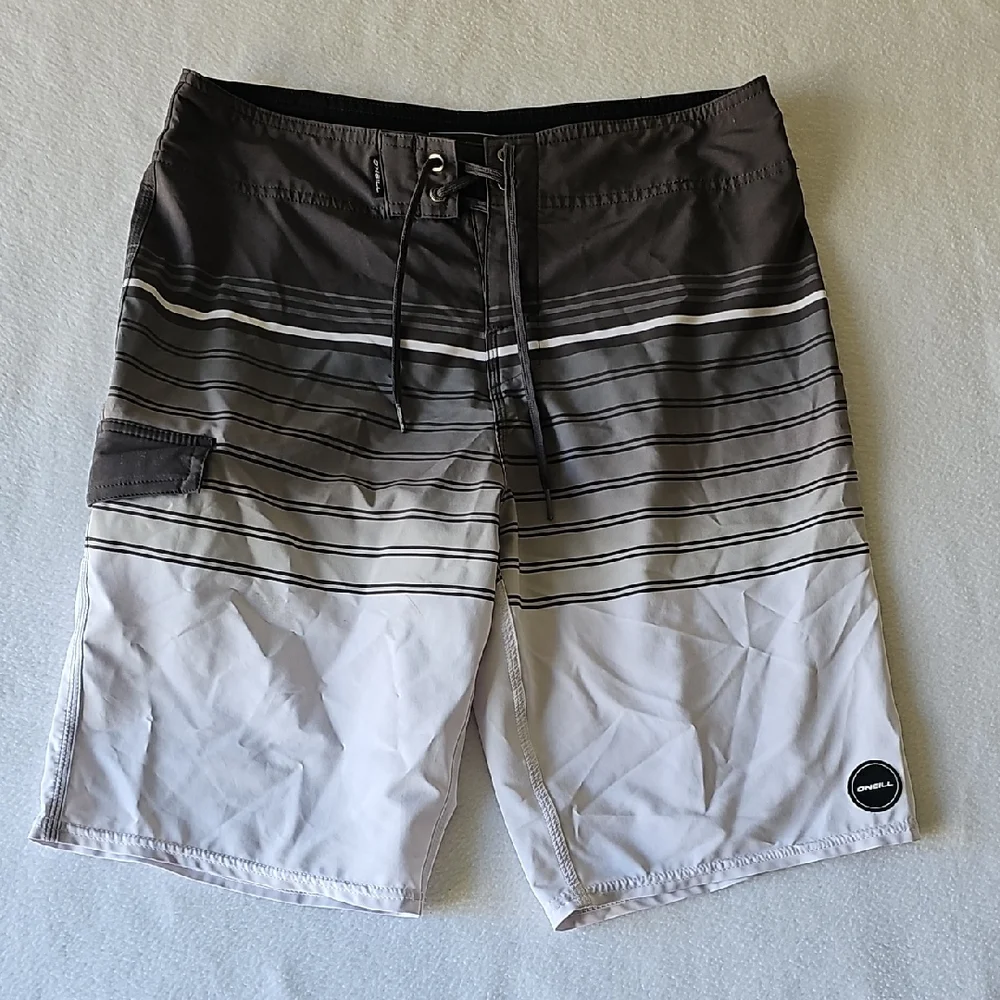 O'Neill‎ Black and White Striped Swim Shorts