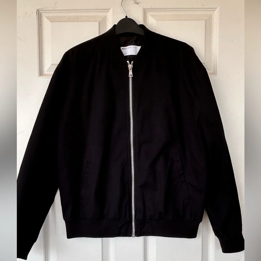 ASOS Brand‎ Unisex Bomber Jacket Black Lined Size XS