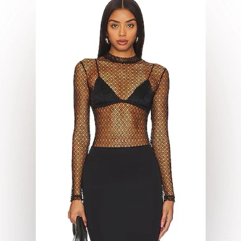 Bardot NWT Aubree Black Stretch Lace  Bodysuit XS/2
