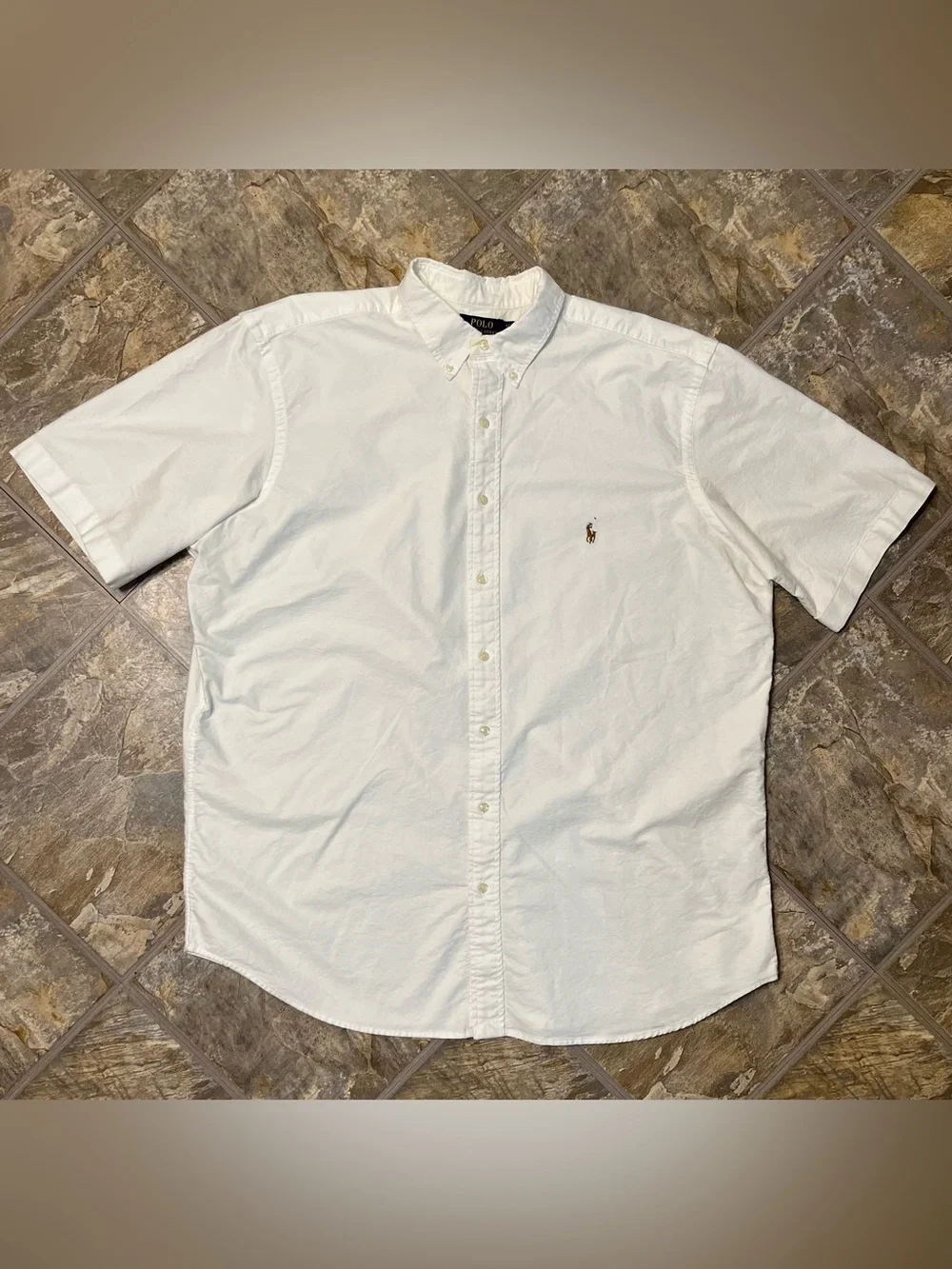 Polo Ralph Lauren Classic Fit White Short Sleeve Button Shirt Mens XLT Cotton