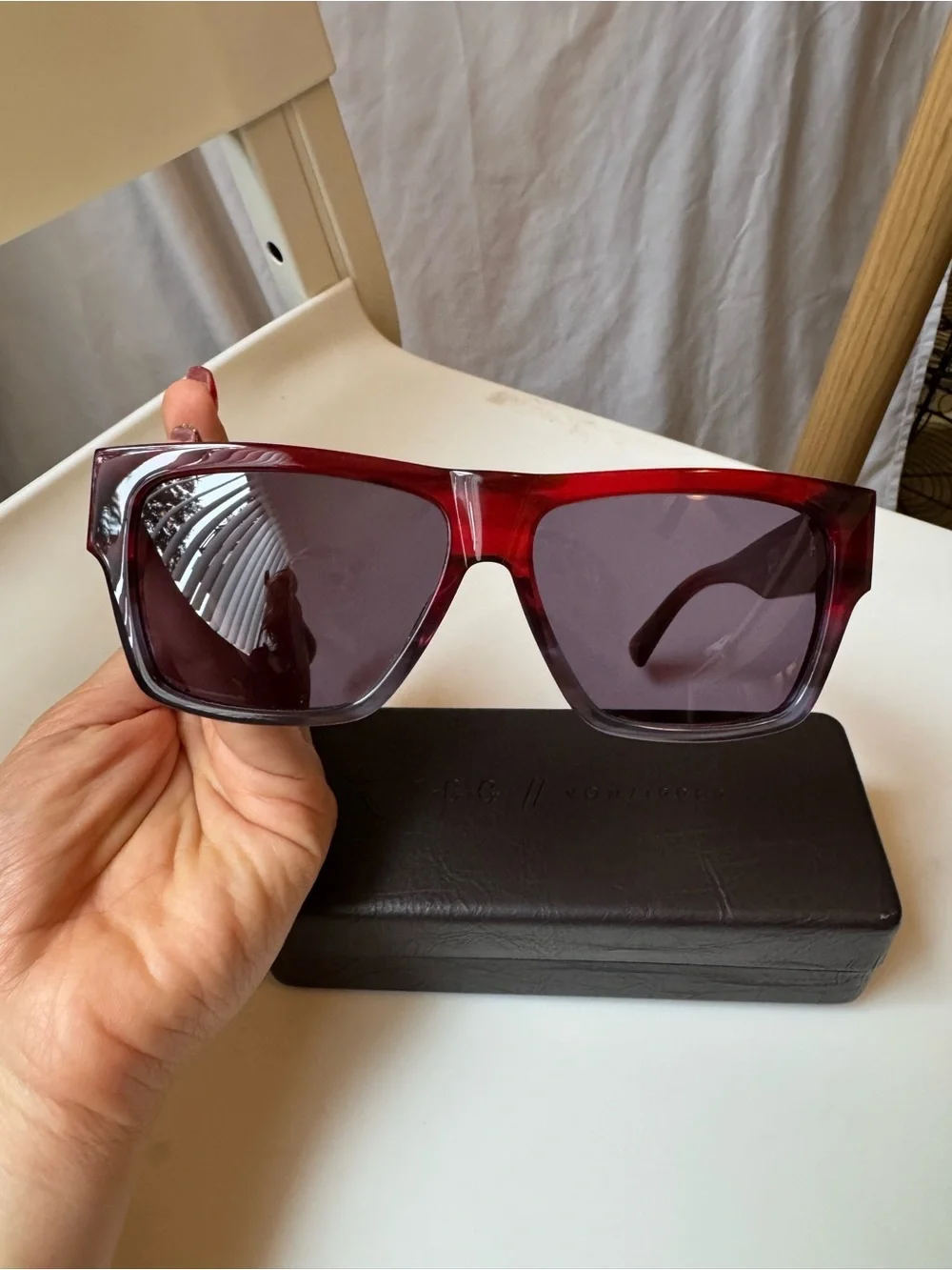 VonZipper x F+G+G Haussmann Burgundy Oversized Sunglasses