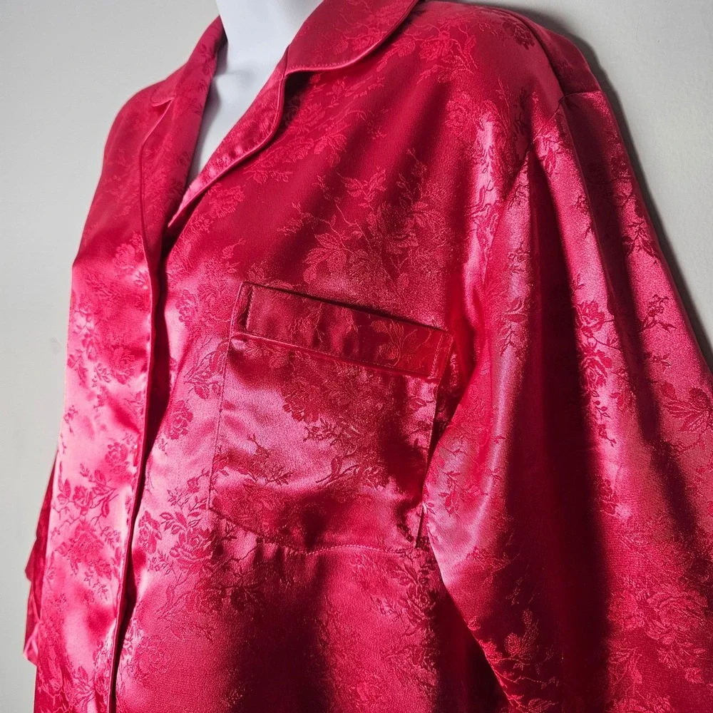 Victoria's Secret‎ Pajama Set Womens S Raspberry Satin Romantic Lounge 2pc Y2K