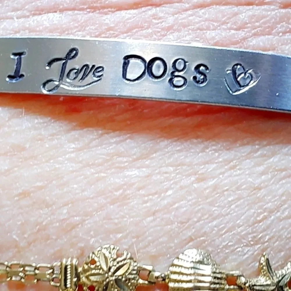 I love dogs, Aluminum cuff br…