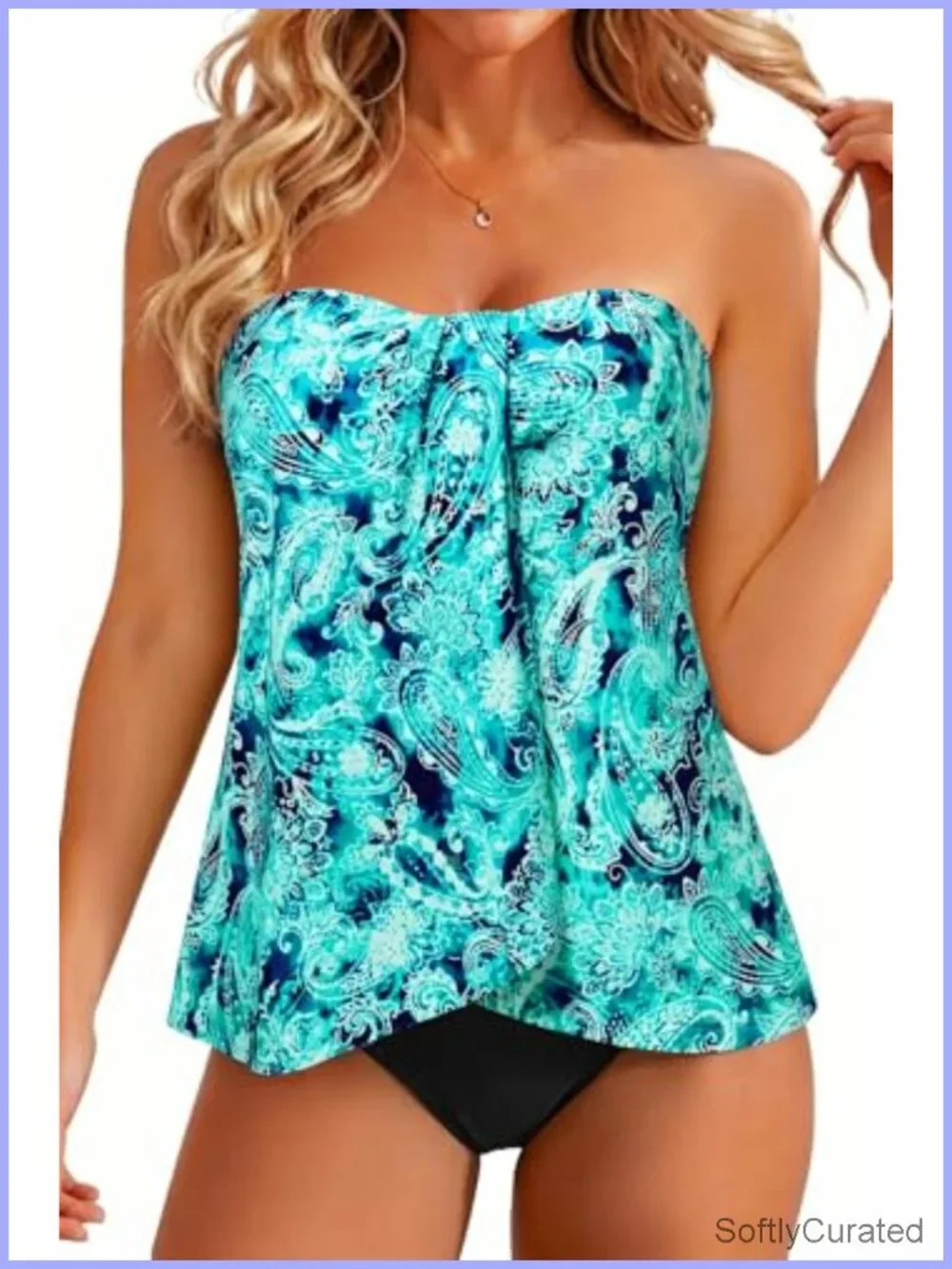 Two Piece Tankini Swimsuit with Tummy Control Flyaway Top