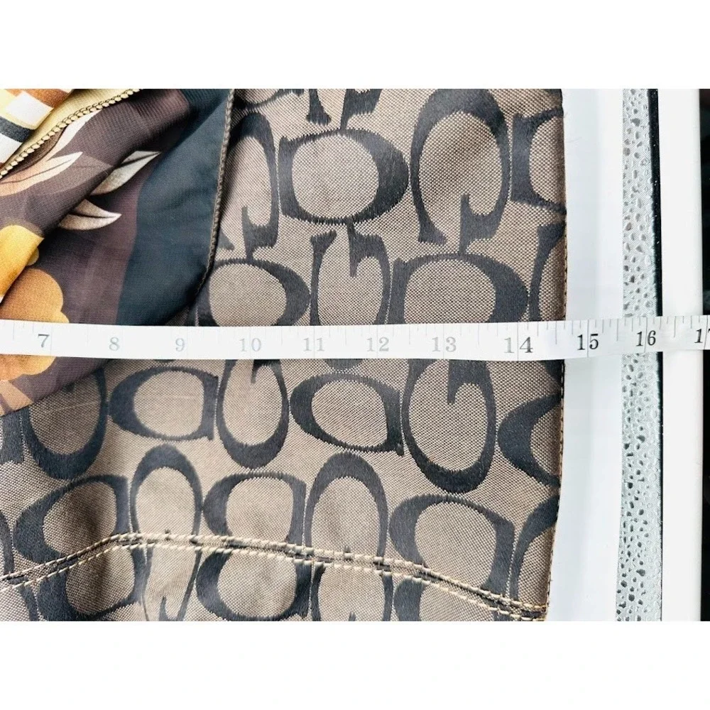 Designer Style Brown Monogram Tote‎ Bag Snake Print Handles Scarf Large Shoulder