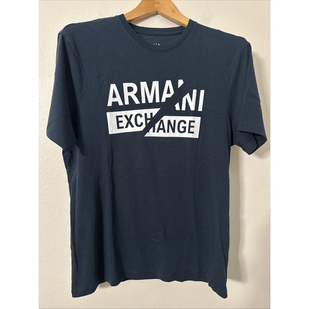 ARMANI EXCHANGE Graphic Blue Short Sleeve Reg Fit Designer T-shirt Size‎ Medium