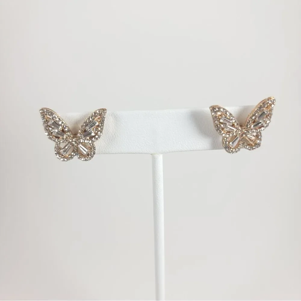 Diamond butterfly earrings in gold #544