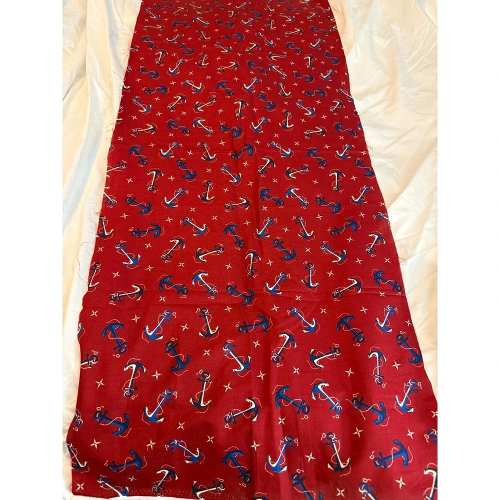 Vintage New Anchor Design Sea Life Retro Look Red‎ Blue Fabric 18