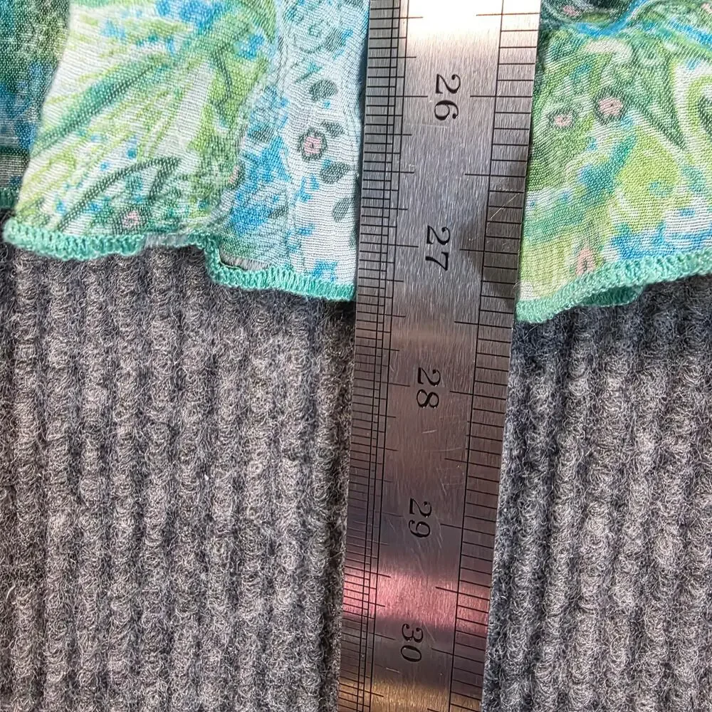 Kim Rogers XL‎ Paisley A-Line Midi Skirt Blue Green Pull On Lined Lightweight