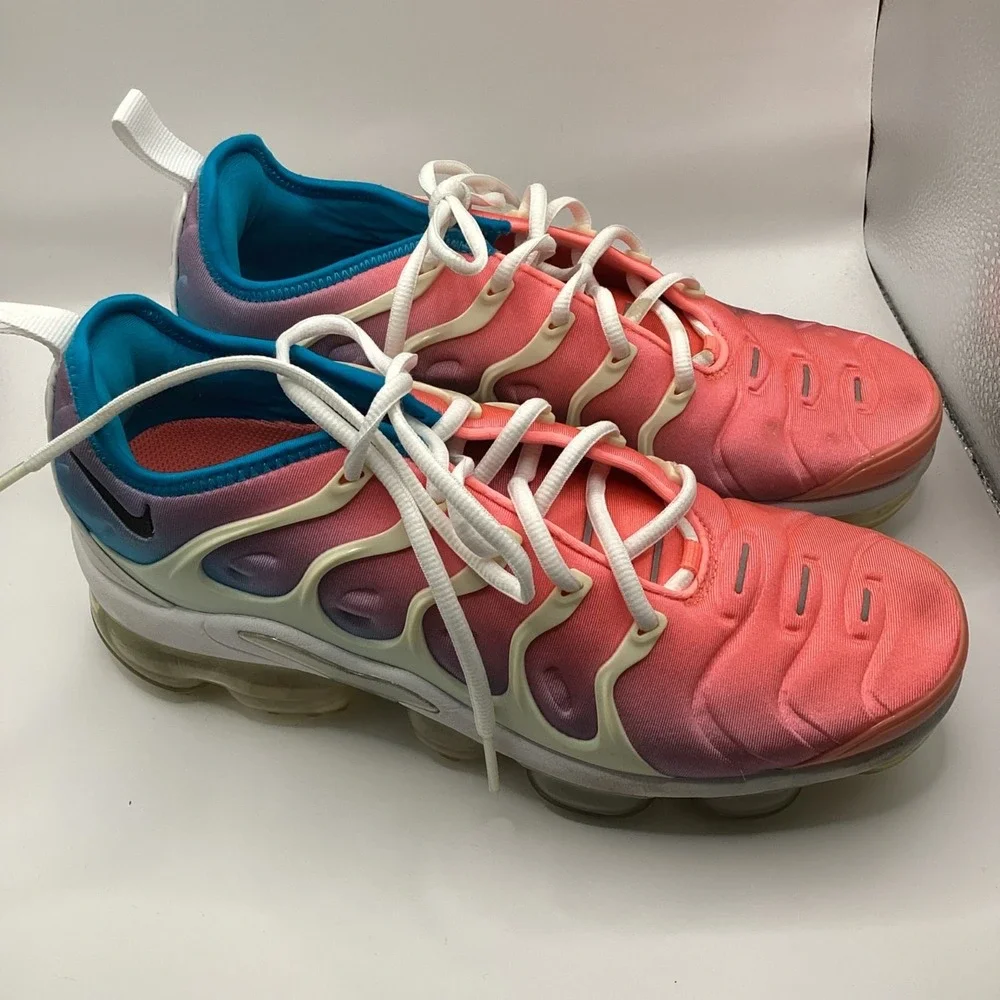 Ladies Nike Air VaporMax Plus Lava Glow Pink Blue Shoes Sneakers Size‎ 9