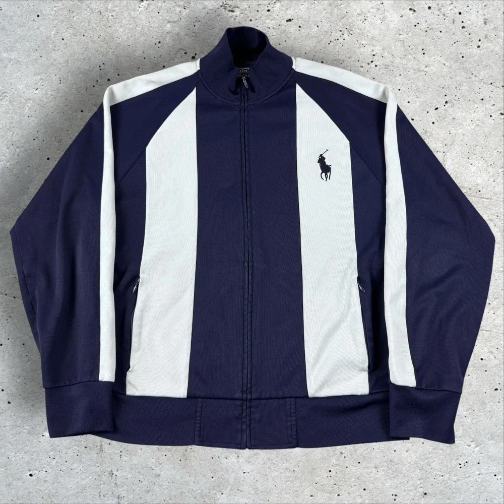 Polo Ralph Lauren Jacket Men Sz L Performance Full Zip Track Field Big Pony‎ Vtg