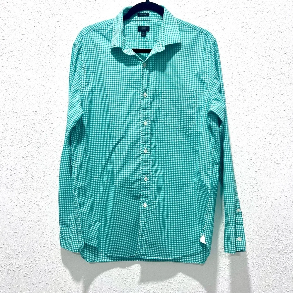 J. Crew gingham‎  Ludlow cotton Casual Button Down Shirt Lightweight L