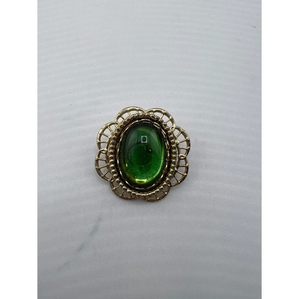 Vintage Green Wedding Gift Jewelry Oval Eilat Stone‎ Seed Pearls Pendant Brooch