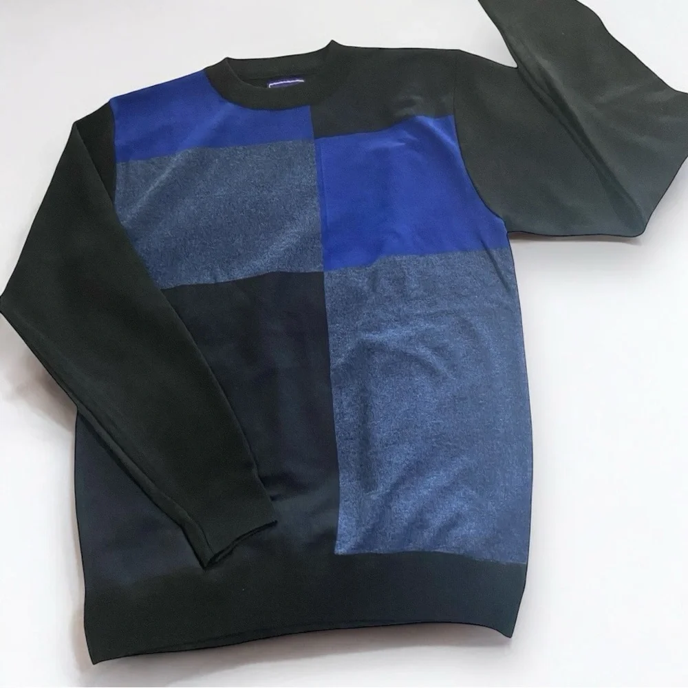 Men’s Ballantrae Edinburgh‎ Retro Blue/Black Color-block Crew Neck Sweater