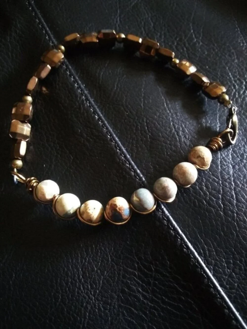 Dreamy Understated Stone & Tile Bracelet ~ 7-7.5