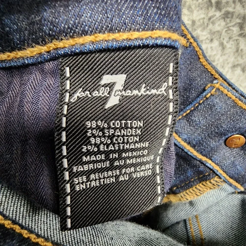 7 For All Mankind The Ali Classic Flare Crop Jeans Women 31 Dark Wash Split Side