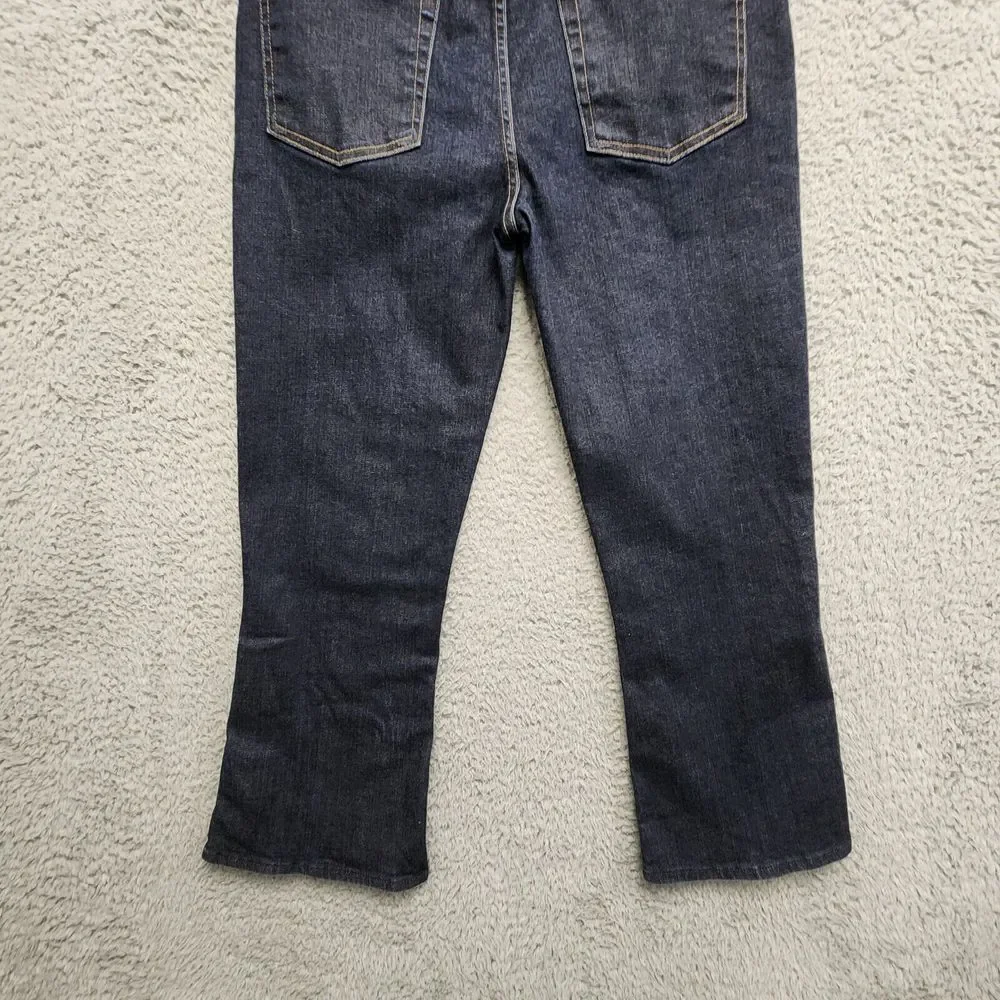 7 For All Mankind The Ali Classic Flare Crop Jeans Women 31 Dark Wash Split Side