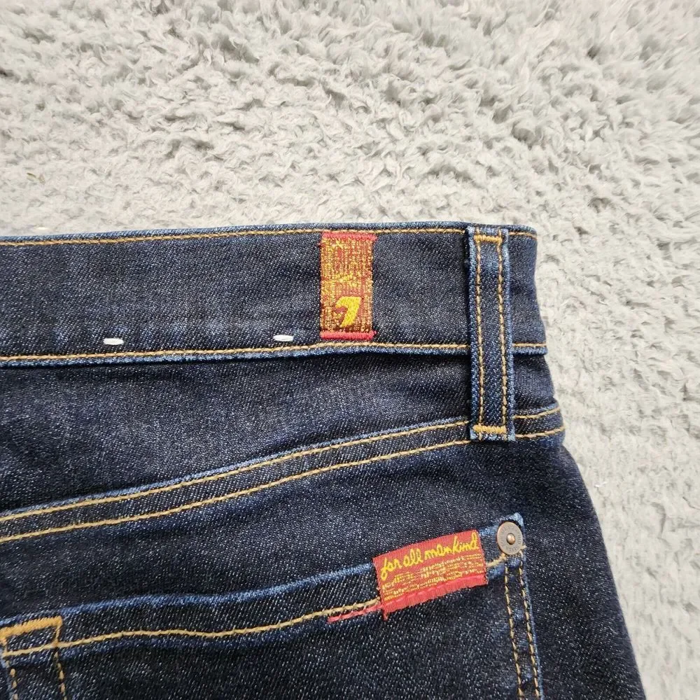 7 For All Mankind The Ali Classic Flare Crop Jeans Women 31 Dark Wash Split Side