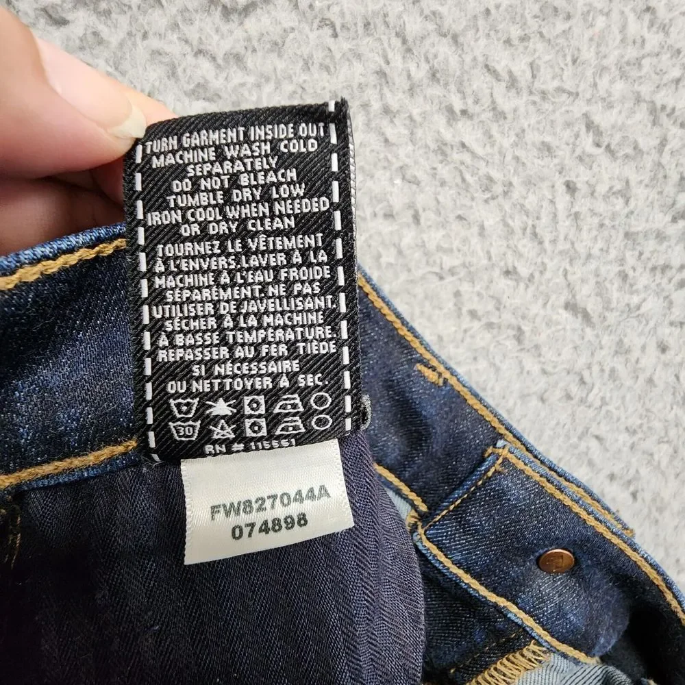 7 For All Mankind The Ali Classic Flare Crop Jeans Women 31 Dark Wash Split Side