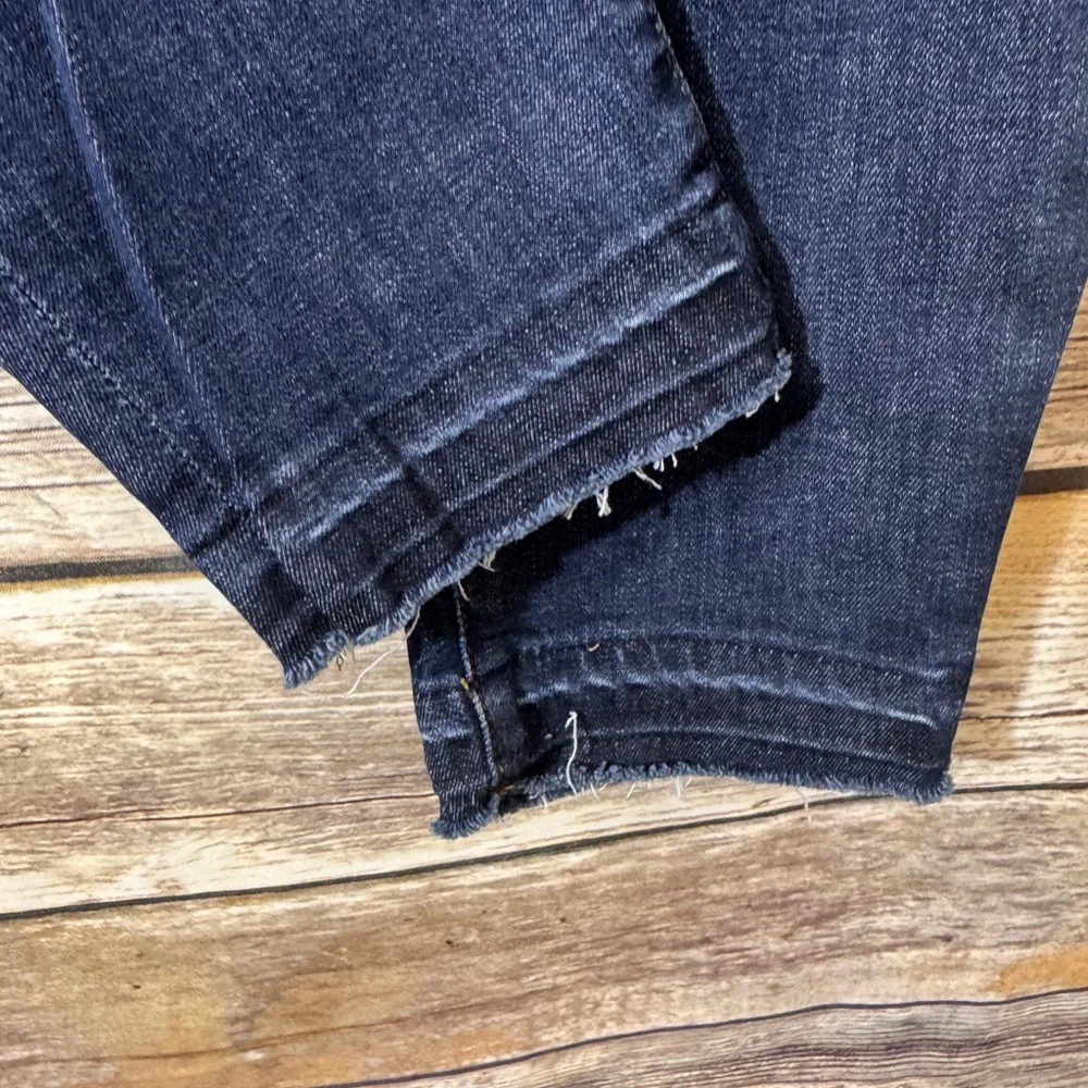 J Crew Jeans Toothpick Skinny in Point Lake‎ Blue 31 Distressed Raw Frayed Hem