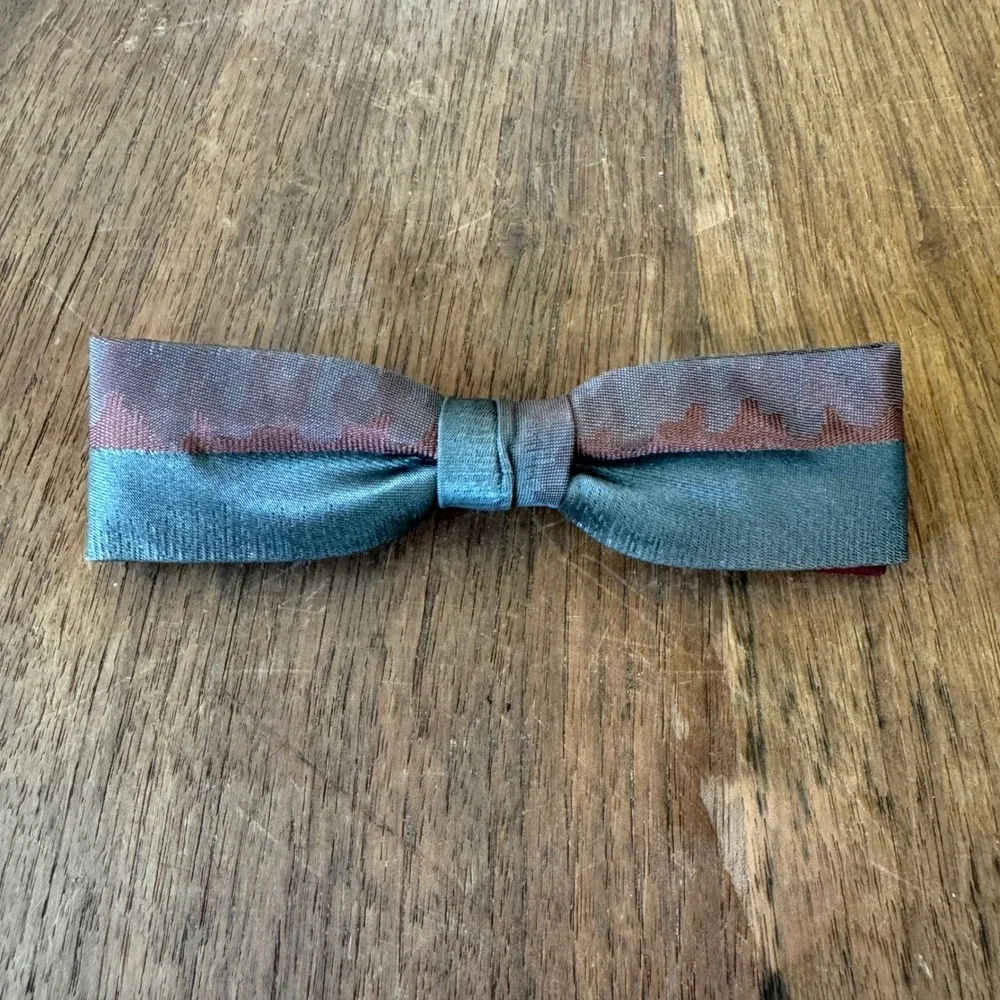 Vintage Ormond Bow Tie Rust Resist Clip On Two Tone Burgundy‎ Teal