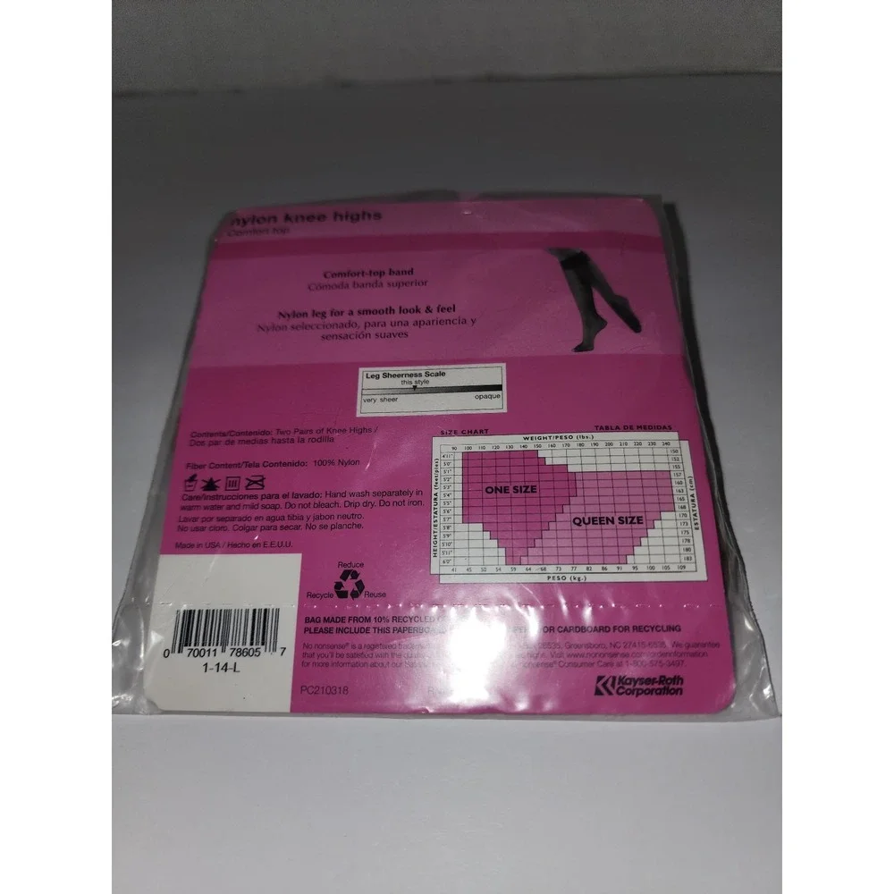 New No Nonsense Knee Highs 2‎ Pair Tan Sheer Toe