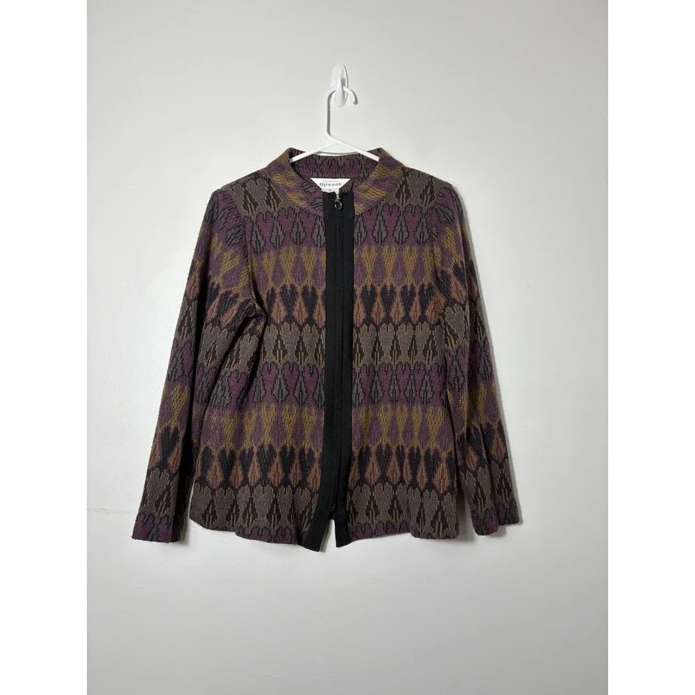 Exclusively Missook Full Zip Cardigan Aztec Print Medium Casual Western Money