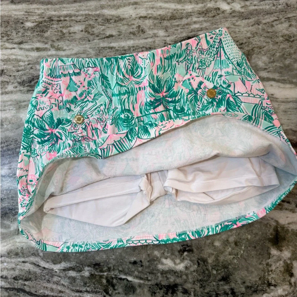 Lilly Pulitzer Pink and Green Printed Mini Skirt