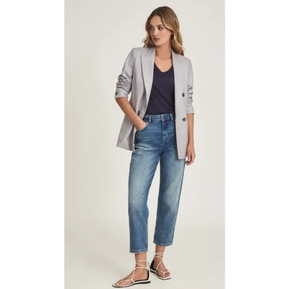 Reiss Medium Blue Elle‎ High Rise Straight Jeans Women's 24