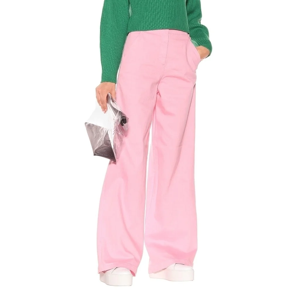 NWT Tibi Pink‎ High Rise Wideleg Jeans