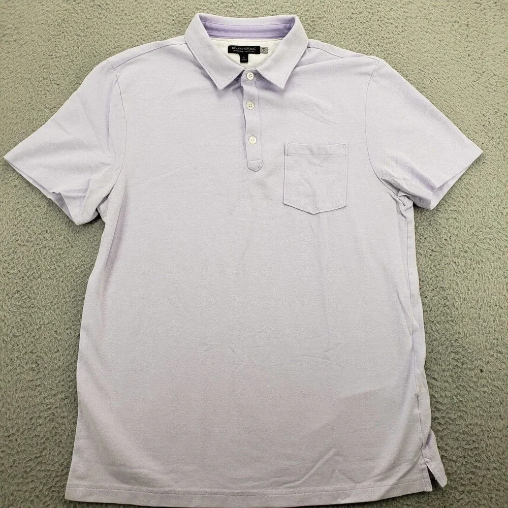 Banana Republic Shirt Mens Large Purple Short Sleeve Casual Preppy‎ Classiccore