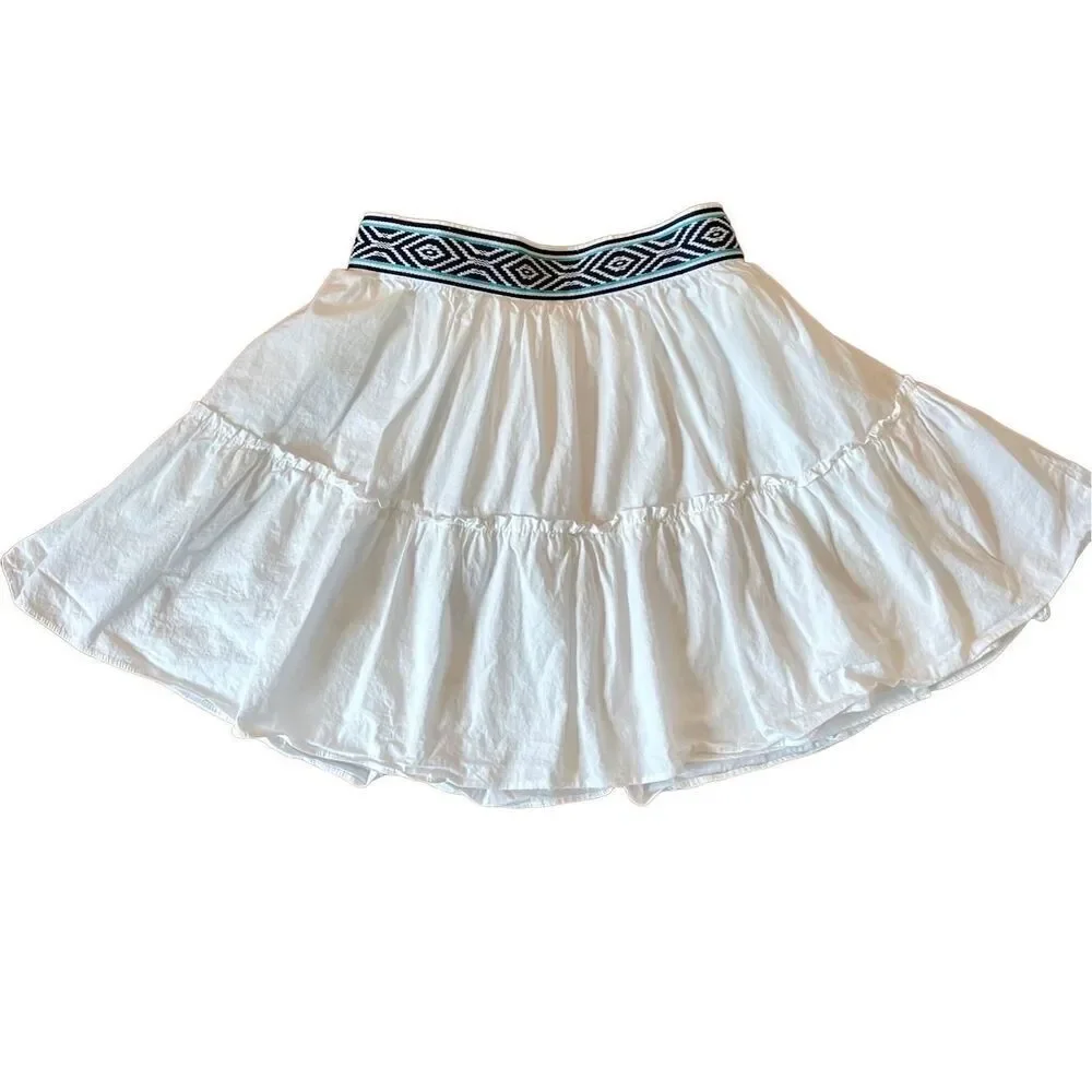 Ramy brook Mickey white mini skirt with blue embroidered waist size 0